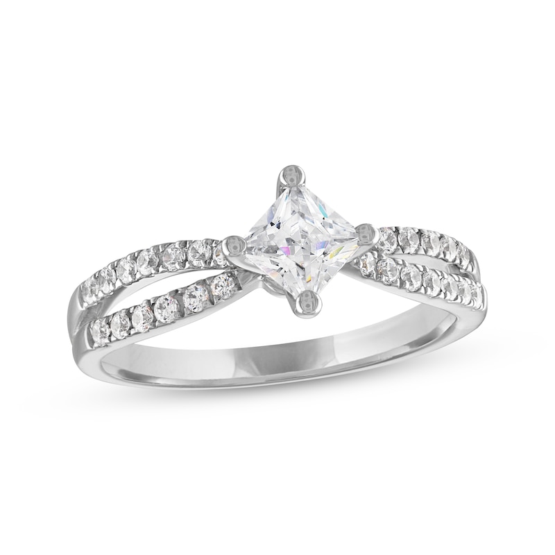 Main Image 1 of Princess-Cut Diamond Split Shank Engagement Ring 3/4 ct tw 14K White Gold