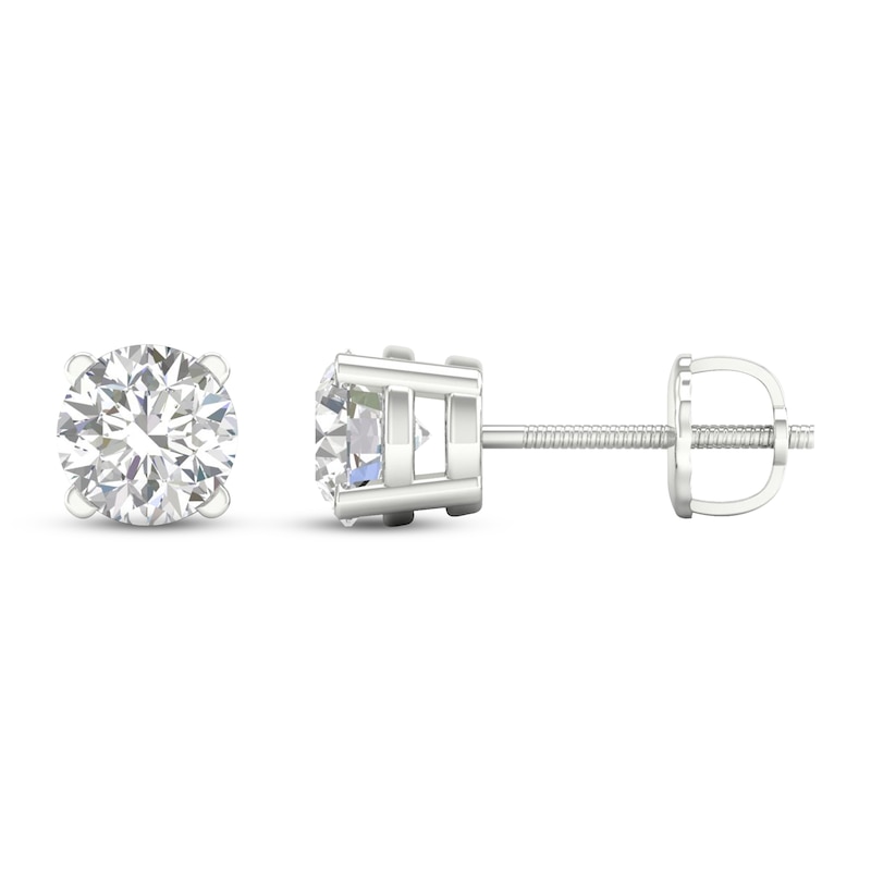 Main Image 3 of Lab-Grown Diamonds by KAY Solitaire Earrings 2-1/2 ct tw Round-cut 14K White Gold (F/SI2)