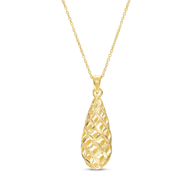 Main Image 1 of Italian Brilliance Diamond-Cut Teardrop Necklace 14K Yellow Gold 18&quot;