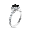 Thumbnail Image 2 of Princess-Cut Black Diamond & Round-Cut White Diamond Engagement Ring 1-1/5 ct tw 14K White Gold