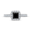 Thumbnail Image 3 of Princess-Cut Black Diamond & Round-Cut White Diamond Engagement Ring 1-1/5 ct tw 14K White Gold