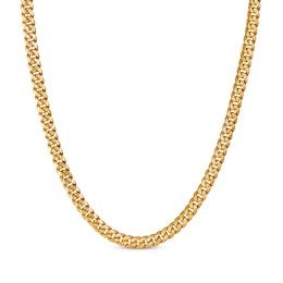 Semi-Solid Cuban Curb Chain Necklace 5.25mm 10K Yellow Gold 18&quot;