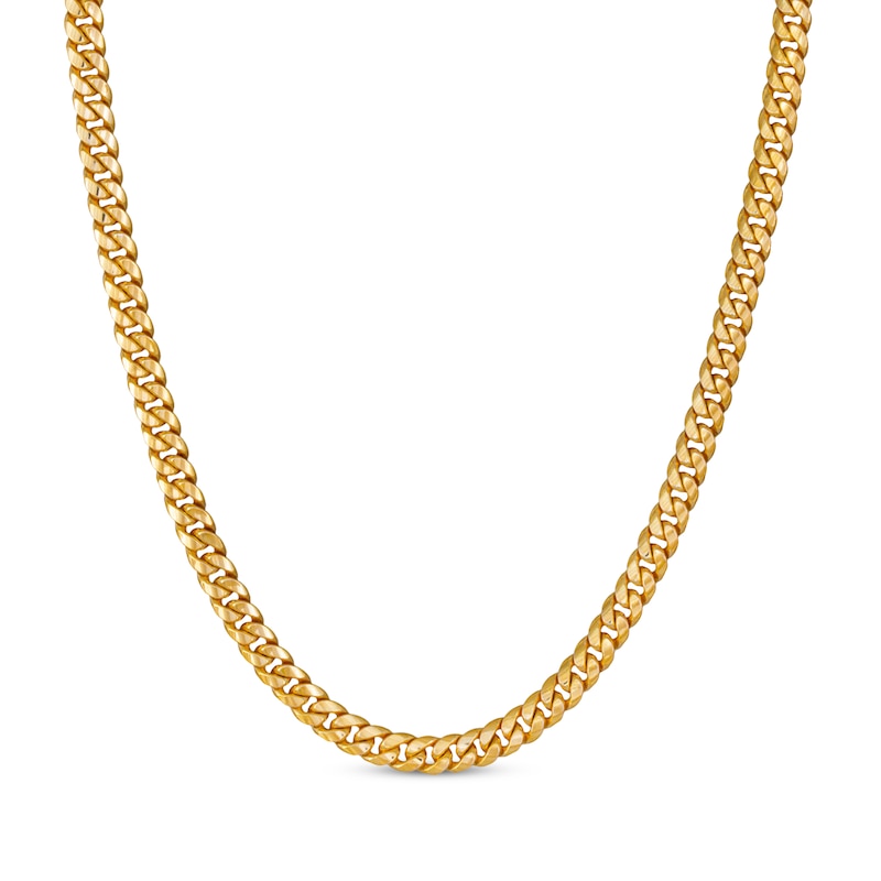 Semi-Solid Cuban Curb Chain Necklace 5.25mm 10K Yellow Gold 18"