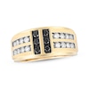 Thumbnail Image 1 of Men's Round-Cut Black & White Diamond Wedding Band 1 ct tw 10K Yellow Gold