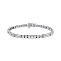 Lab-Created Diamonds by KAY Two-Row Tennis Bracelet 3 ct tw 14K White Gold 7.25&quot;
