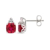 Thumbnail Image 0 of Cushion-Cut Lab-Created Ruby & Trillion-Cut White Lab-Created Sapphire Stud Earrings Sterling Silver