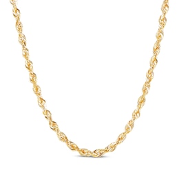 Glitter Rope Chain Necklace 1.6mm Solid 14K Yellow Gold 20&quot;