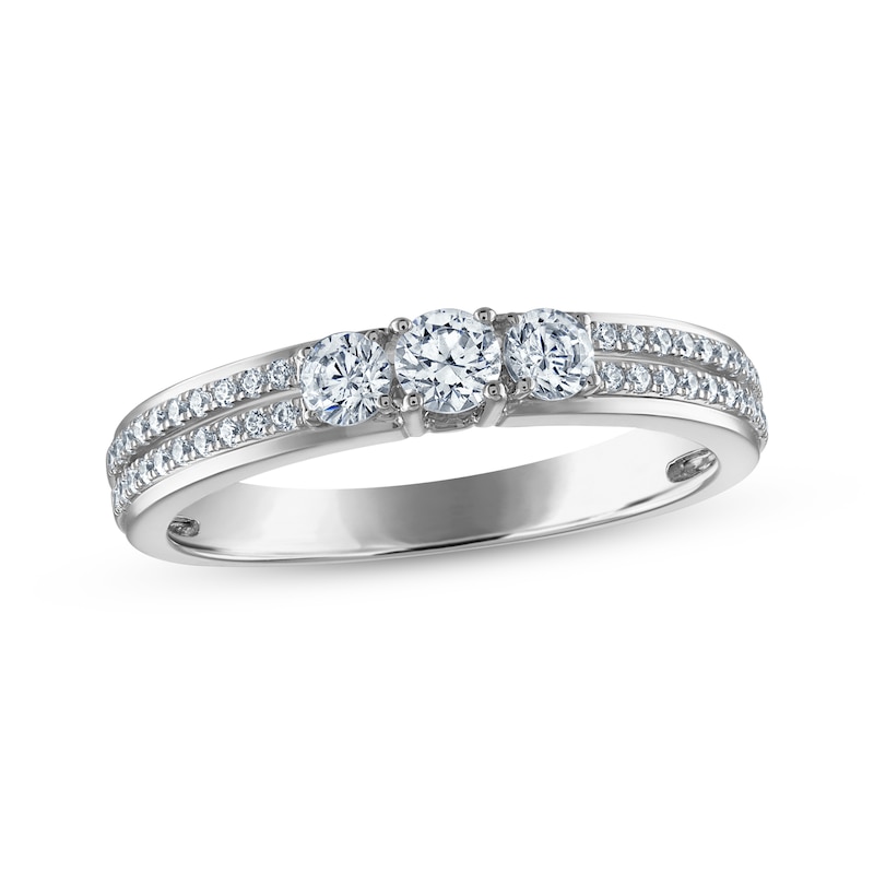 Main Image 1 of Diamond Three-Stone Anniversary Ring 1/2 ct tw 14K White Gold