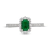 Thumbnail Image 3 of Neil Lane Emerald-Cut Natural Emerald & Diamond Halo Engagement Ring 3/8 ct tw 14K White Gold