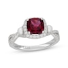 Thumbnail Image 1 of Neil Lane Cushion-Cut Rhodolite Garnet, Diamond & Cultured Akoya Pearl Engagement Ring 3/8 ct tw 14K White Gold