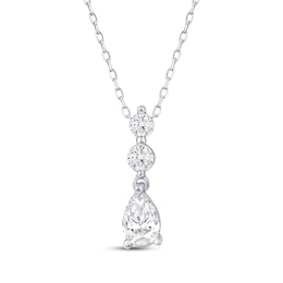 KAY Lab-Grown Diamonds Certified Pear-Shaped & Round-Cut Drop Necklace 1/2 ct tw 10K White Gold