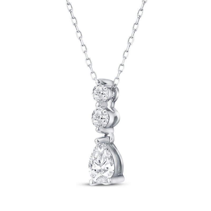 Main Image 2 of Lab-Grown Diamonds by KAY Certified Pear-Shaped & Round-Cut Drop Necklace 1/2 ct tw 10K White Gold