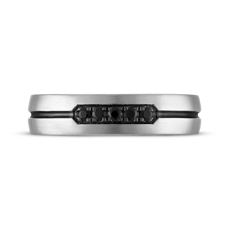 Men's Black Diamond Wedding Band 1/6 ct tw 10K White Gold