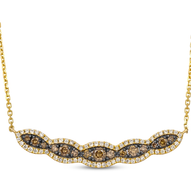 Main Image 1 of Le Vian Chocolate Waterfall Diamond Curved Bar Necklace 3/4 ct tw 14K Honey Gold 19&quot;