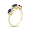 Thumbnail Image 2 of Pear-Shaped Natural Blue Sapphire & Diamond Teardrop Three-Stone Ring 1/5 ct tw 10K Yellow Gold