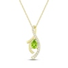 Thumbnail Image 1 of Pear-Shaped Peridot & Diamond Twist Necklace 1/5 ct tw 14K Yellow Gold 18&quot;