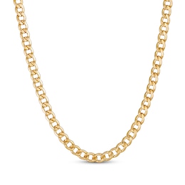 Diamond-Cut Curb Chain Necklace 7.1mm Solid 10K Yellow Gold 22&quot;