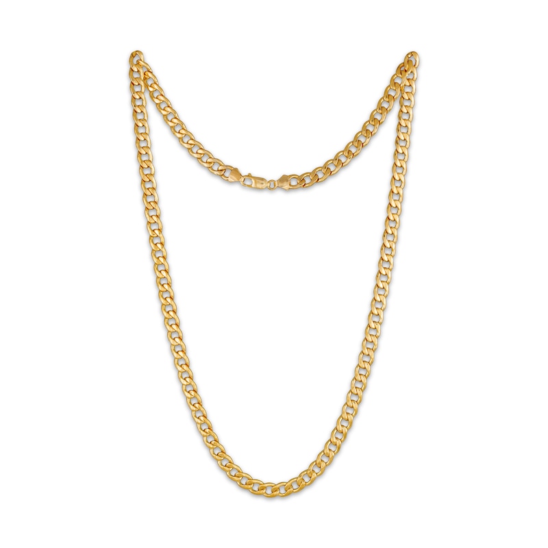 Solid Diamond-Cut Curb Chain Necklace 7.1mm 10K Yellow Gold 22"