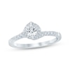 Thumbnail Image 0 of Round-Cut Diamond Halo Bypass Engagement Ring 1/2 ct tw 14K White Gold