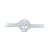 Thumbnail Image 2 of Round-Cut Diamond Halo Bypass Engagement Ring 1/2 ct tw 14K White Gold