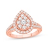 Thumbnail Image 0 of Multi-Diamond Pear-Shaped Halo Engagement Ring 1 ct tw 10K Rose Gold