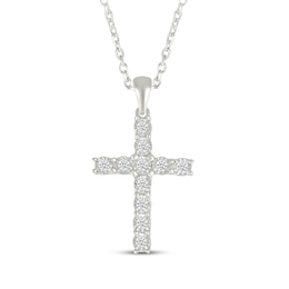 Diamond Cross Necklace 1/4 ct tw Sterling Silver 18&quot;