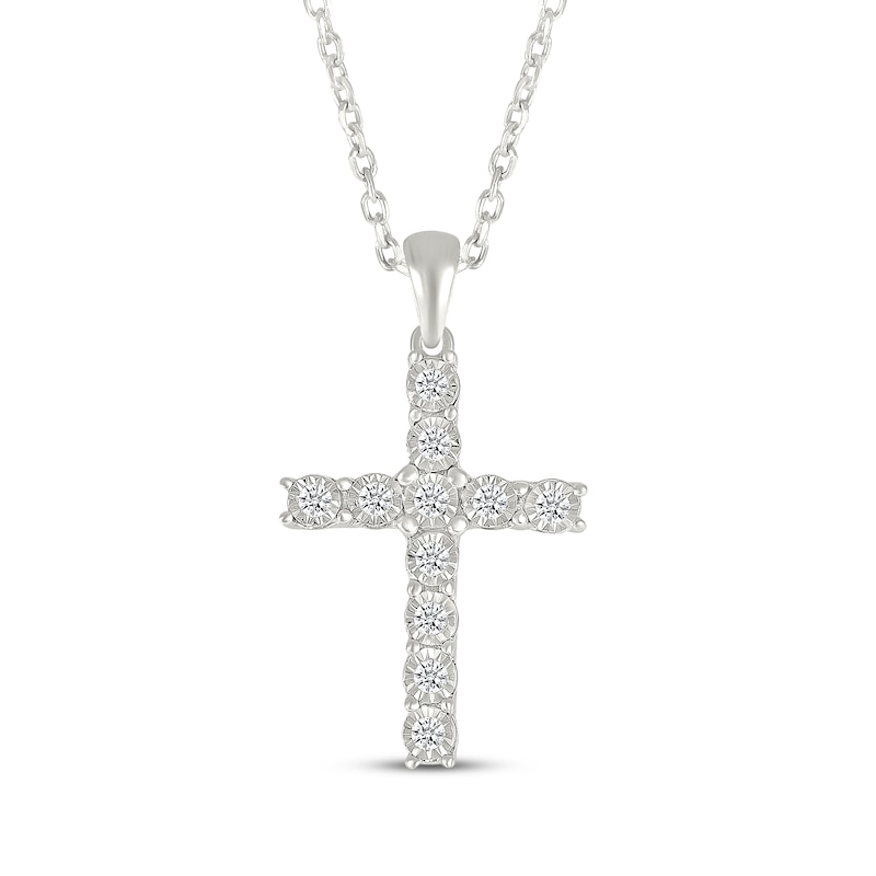 Main Image 1 of Diamond Cross Necklace 1/4 ct tw Sterling Silver 18&quot;