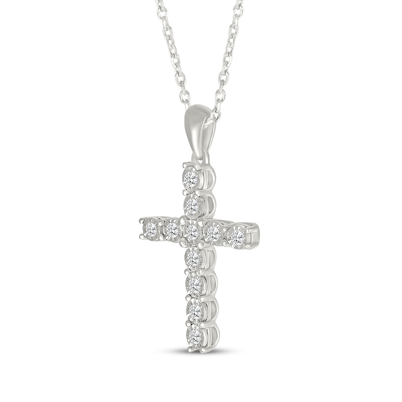 Main Image 2 of Diamond Cross Necklace 1/4 ct tw Sterling Silver 18&quot;