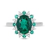 Thumbnail Image 3 of Oval-Cut Lab-Created Emerald & White Lab-Created Sapphire Starburst Halo Ring Sterling Silver