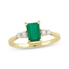 Thumbnail Image 1 of Emerald-Cut Emerald & Diamond Ring 1/6 ct tw 10K Yellow Gold