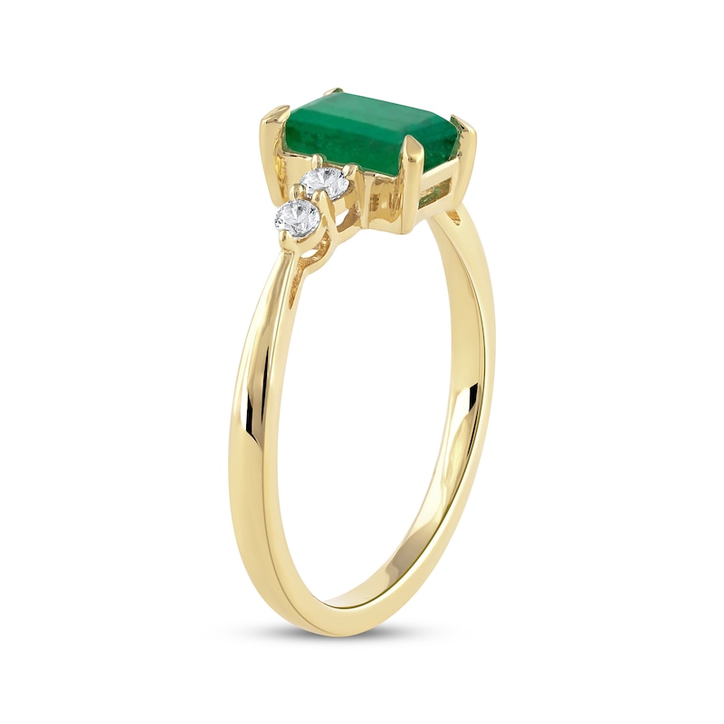 Main Image 2 of Emerald-Cut Emerald & Diamond Ring 1/6 ct tw 10K Yellow Gold