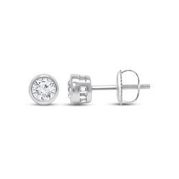 Lab-Grown Diamonds by KAY Round-Cut Bezel-Set Solitaire Stud Earrings 1/2 ct tw 14K White Gold (F/SI2)