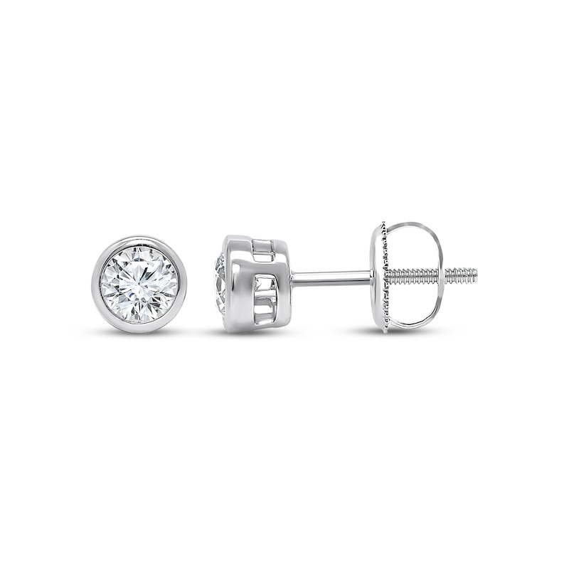 Main Image 1 of Lab-Grown Diamonds by KAY Round-Cut Bezel-Set Solitaire Stud Earrings 1/2 ct tw 14K White Gold (F/SI2)