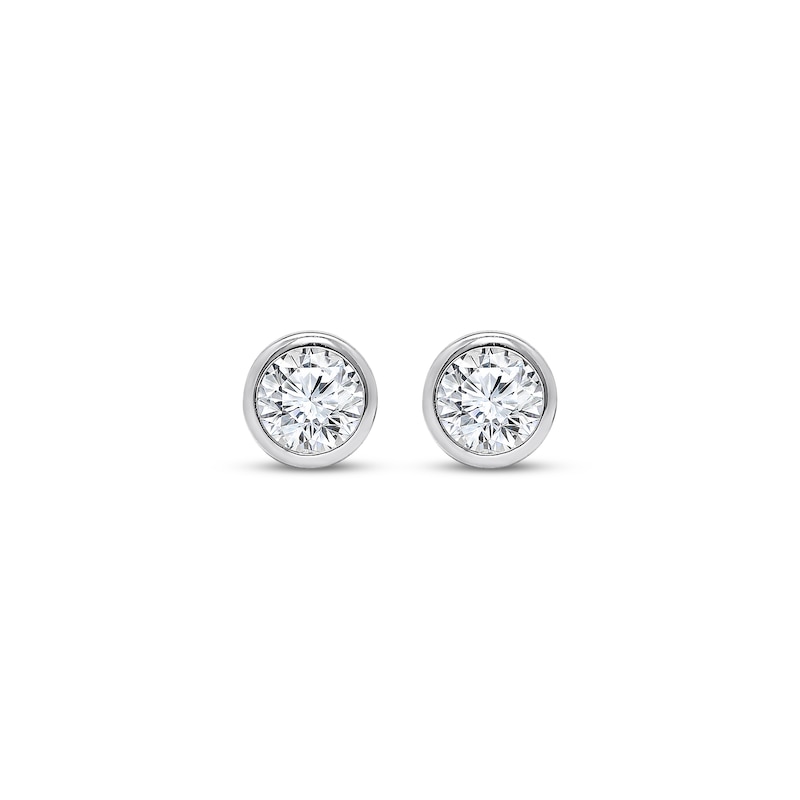 Main Image 2 of Lab-Grown Diamonds by KAY Round-Cut Bezel-Set Solitaire Stud Earrings 1/2 ct tw 14K White Gold (F/SI2)