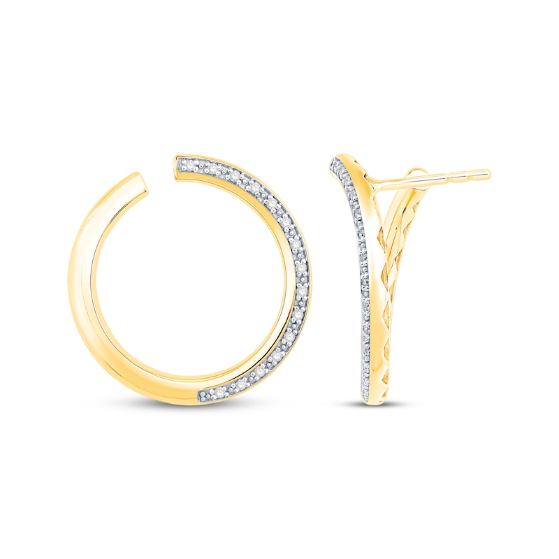 Main Image 1 of Diamond Open Loop Earrings 1/6 ct tw 10K Yellow Gold