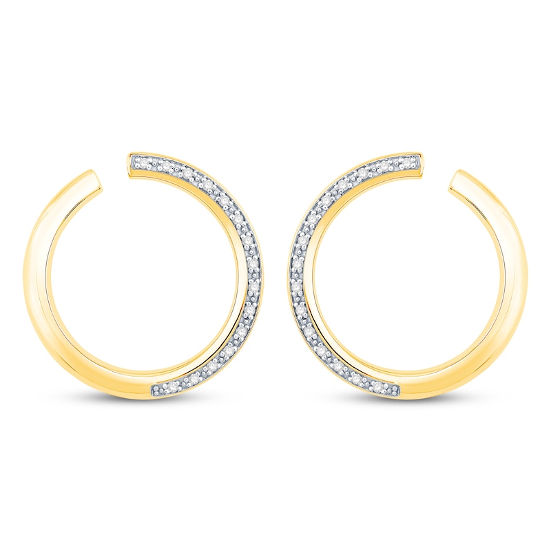 Main Image 2 of Diamond Open Loop Earrings 1/6 ct tw 10K Yellow Gold