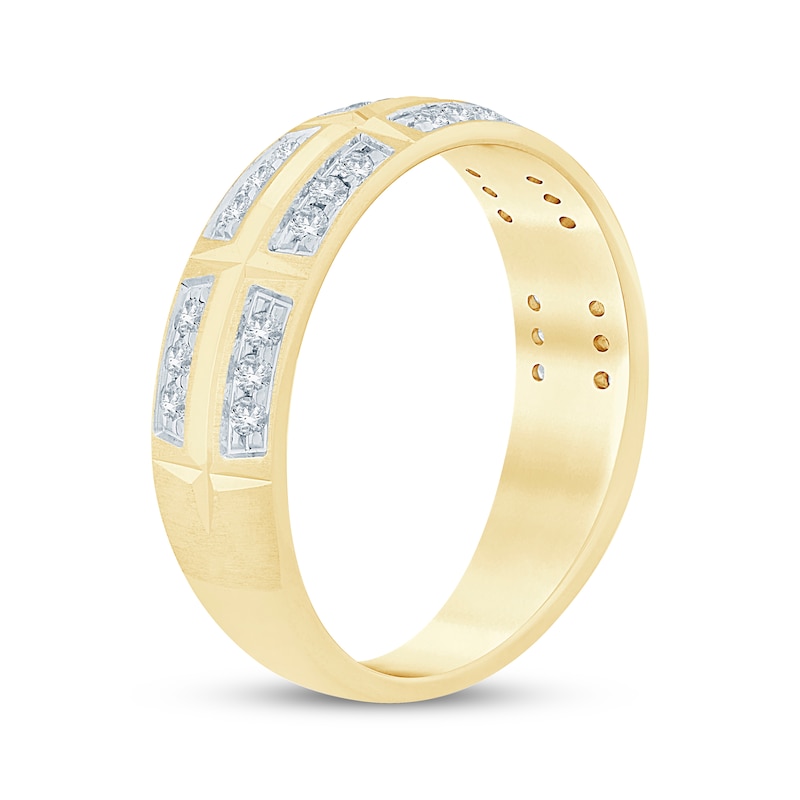 Main Image 2 of Men's Diamond Trios Wedding Band 1/3 ct tw 10K Yellow Gold