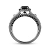 Thumbnail Image 3 of Ink & Ice Round-Cut Black Diamond Halo Engagement Ring 1-1/8 ct tw Black Rhodium-Plated 14K White Gold