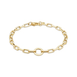 Charmed Memories Paperclip Chain Circle Link Bracelet 4.4mm Hollow 10K Yellow Gold 7.5&quot;