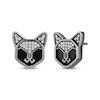 Thumbnail Image 1 of Disney Treasures Hocus Pocus Binx Black Onyx & Diamond Cat Face Earrings 1/10 ct tw Black Rhodium Sterling Silver