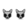 Thumbnail Image 2 of Disney Treasures Hocus Pocus Binx Black Onyx & Diamond Cat Face Earrings 1/10 ct tw Black Rhodium Sterling Silver