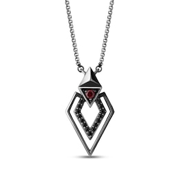 Star Wars Darth Vader Garnet & Diamond Necklace 1/8 ct tw Black Rhodium-Plated Sterling Silver 18&quot;