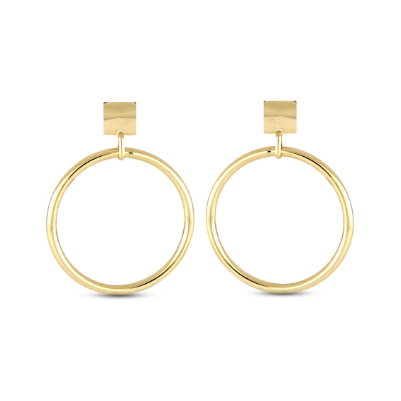 Circle Drop Earrings 14K Yellow Gold