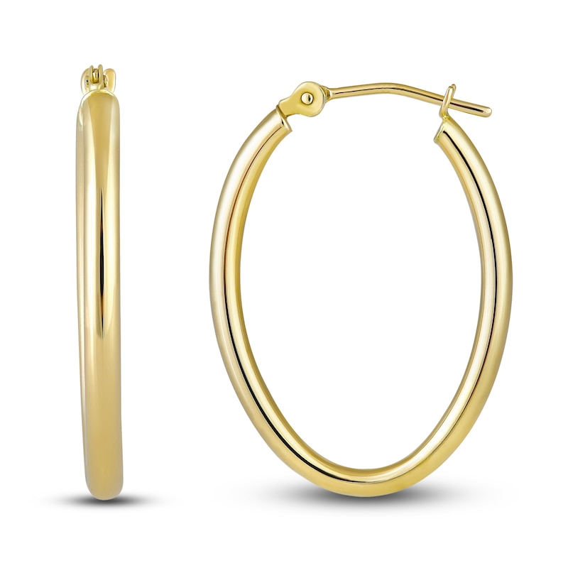 Main Image 1 of Oval Hoop Earrings 14K Yellow Gold 25mm