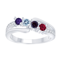 Mother's Family Birthstone Diagonal Ring