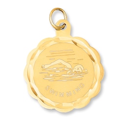 Swimming Disc Charm 14K Yellow Gold