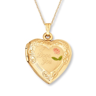 BBAUER Star Gold Necklace Lockets for Little Girls Daughter Heart Necklace  Jewelers Solid Yellow Gold 12MM Roses Heart Locket Pendant- for Photos