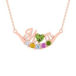 Birthstone 'Mom' Necklace (6 Stones)