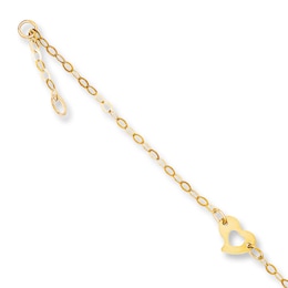 Heart Anklet 14K Yellow Gold 10&quot;