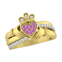Color Stone Claddagh Ring
